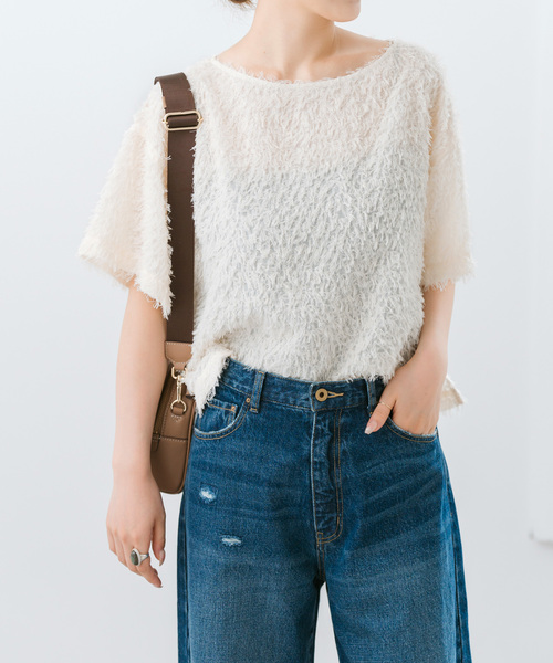 Spick & Span(スピックアンドスパン)の「《追加2》フェザーライクTブラウス(シャツ/ブラウス・レディース・アイボリー/ブラック・FREE)」の5枚目の写真