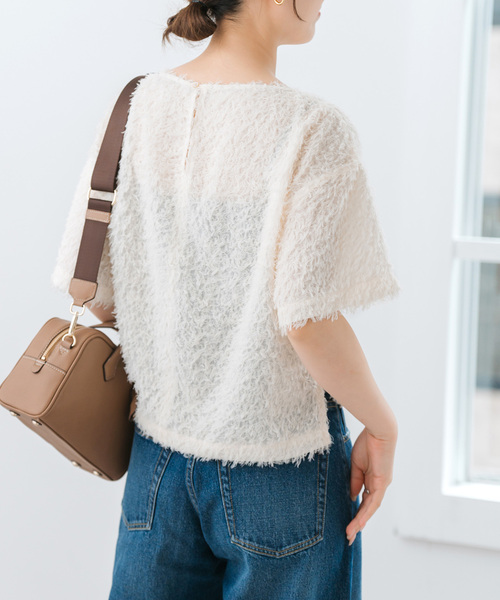Spick & Span(スピックアンドスパン)の「《追加2》フェザーライクTブラウス(シャツ/ブラウス・レディース・アイボリー/ブラック・FREE)」の6枚目の写真