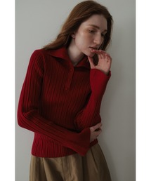 Variegated Rib High-Neck Knit Sweater