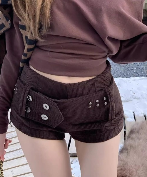 LAC-VERT（ラック・ヴェール）の「ワイドベルトマイクロミニショートパンツ（その他パンツ・レディース・ブラウン/ベージュ/ブラック・FREE）」の5枚目の写真