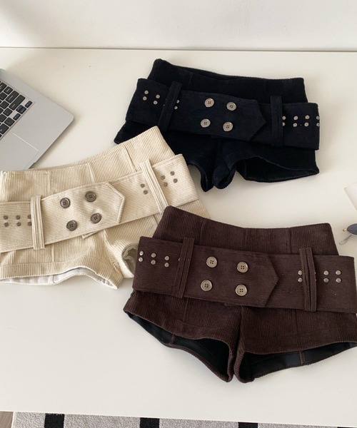 LAC-VERT（ラック・ヴェール）の「ワイドベルトマイクロミニショートパンツ（その他パンツ・レディース・ブラウン/ベージュ/ブラック・FREE）」の15枚目の写真