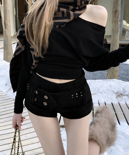 LAC-VERT（ラック・ヴェール）の「ワイドベルトマイクロミニショートパンツ（その他パンツ・レディース・ブラウン/ベージュ/ブラック・FREE）」の4枚目の写真