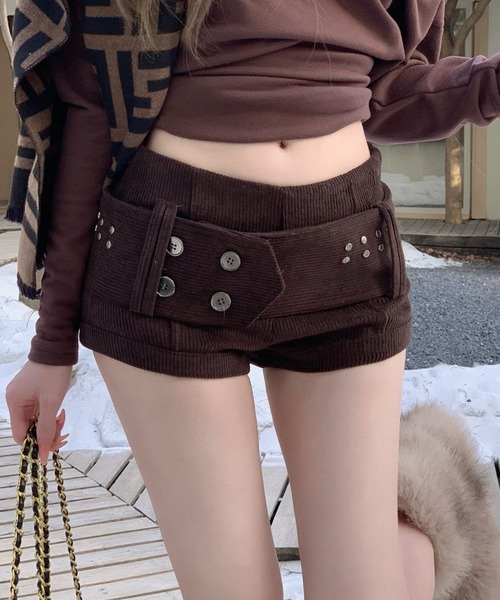 LAC-VERT（ラック・ヴェール）の「ワイドベルトマイクロミニショートパンツ（その他パンツ・レディース・ブラウン/ベージュ/ブラック・FREE）」の6枚目の写真