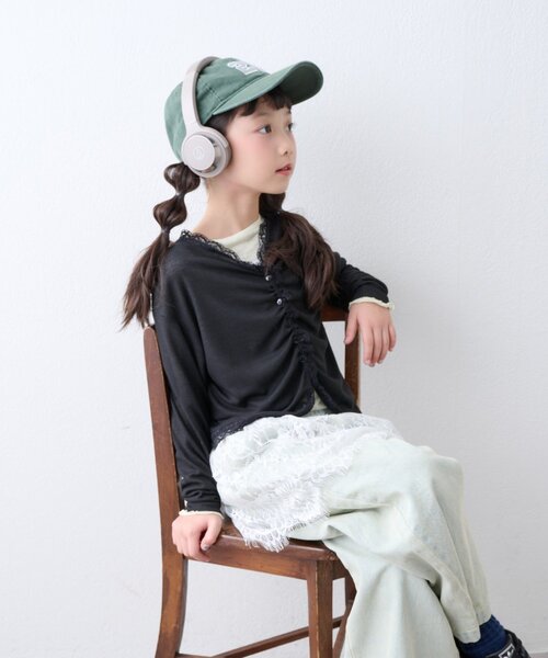 CIAOPANIC TYPY(チャオパニックティピー)の「【KIDS】シアーリブタックレースカットカーデ(Tシャツ/カットソー・キッズ・グレー/ブラック/キャメル・110/130/150)」の14枚目の写真