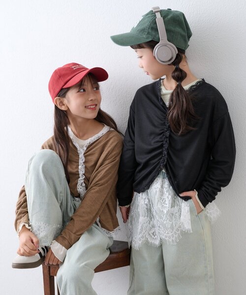CIAOPANIC TYPY(チャオパニックティピー)の「【KIDS】シアーリブタックレースカットカーデ(Tシャツ/カットソー・キッズ・グレー/ブラック/キャメル・110/130/150)」の15枚目の写真