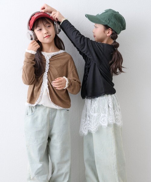CIAOPANIC TYPY(チャオパニックティピー)の「【KIDS】シアーリブタックレースカットカーデ(Tシャツ/カットソー・キッズ・グレー/ブラック/キャメル・110/130/150)」の16枚目の写真