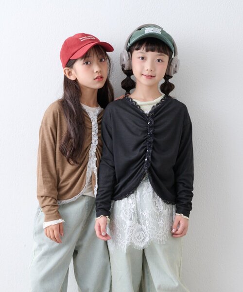 CIAOPANIC TYPY(チャオパニックティピー)の「【KIDS】シアーリブタックレースカットカーデ(Tシャツ/カットソー・キッズ・グレー/ブラック/キャメル・110/130/150)」の17枚目の写真