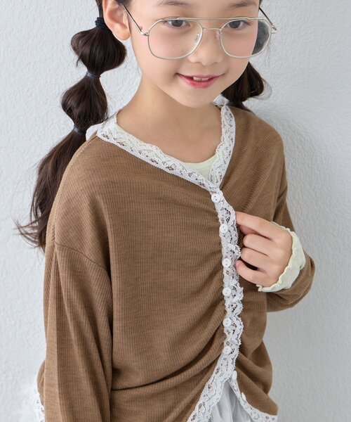 CIAOPANIC TYPY(チャオパニックティピー)の「【KIDS】シアーリブタックレースカットカーデ(Tシャツ/カットソー・キッズ・グレー/ブラック/キャメル・110/130/150)」の19枚目の写真