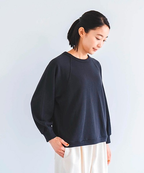 D(ディー)の「エアーループスウェット【ラグランロング】(Tシャツ/カットソー・レディース・チャコールグレー/ブルー・MEDIUM)」の1枚目の写真