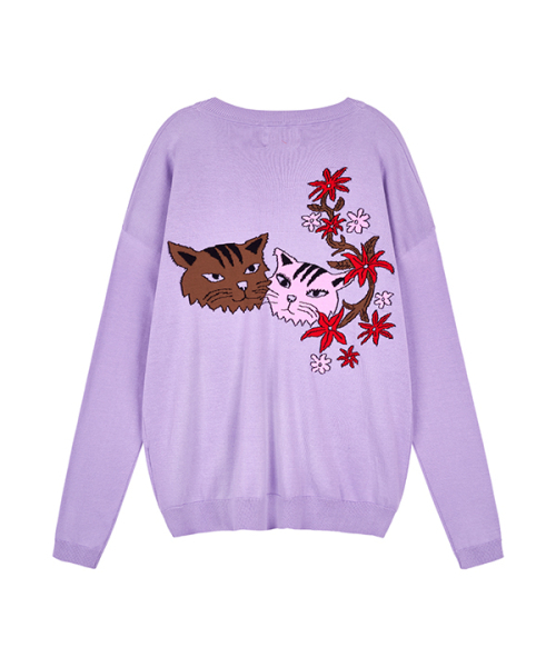 youthbath(ユースバース)の「Cat graphic cotton cardigan_purple(カーディガン/ボレロ・レディース・その他・MEDIUM/LARGE)」の4枚目の写真