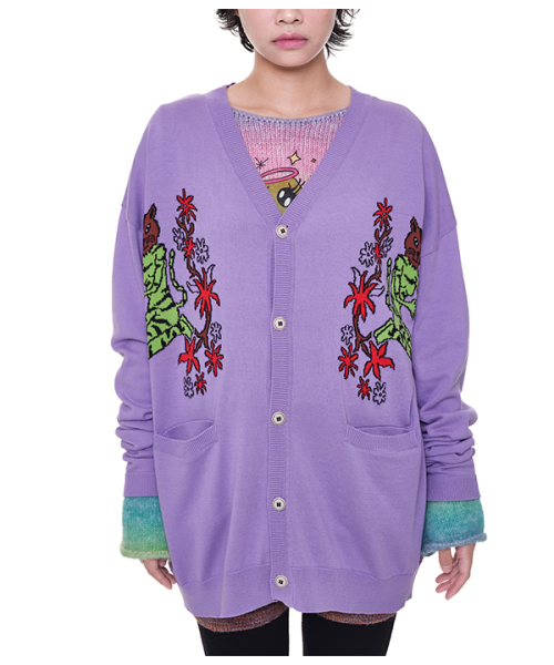 youthbath(ユースバース)の「Cat graphic cotton cardigan_purple(カーディガン/ボレロ・レディース・その他・MEDIUM/LARGE)」の3枚目の写真