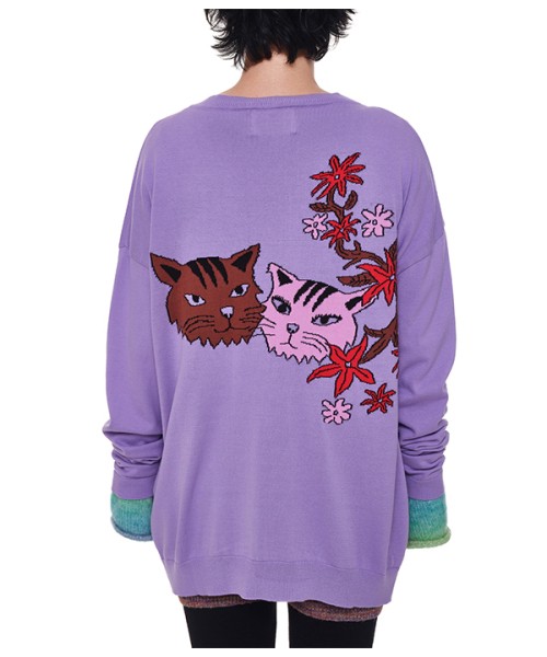 youthbath(ユースバース)の「Cat graphic cotton cardigan_purple(カーディガン/ボレロ・レディース・その他・MEDIUM/LARGE)」の2枚目の写真