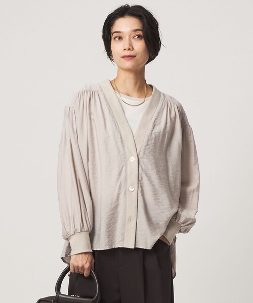 green label relaxing(グリーンレーベルリラクシング)の「R/NY カーディガン ブラウス(シャツ/ブラウス・レディース・ネイビー/ブラック/モカ/ナチュラル・FREE)」の4枚目の写真
