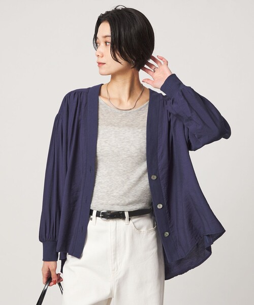 green label relaxing(グリーンレーベルリラクシング)の「R/NY カーディガン ブラウス(シャツ/ブラウス・レディース・ネイビー/ブラック/モカ/ナチュラル・FREE)」の1枚目の写真