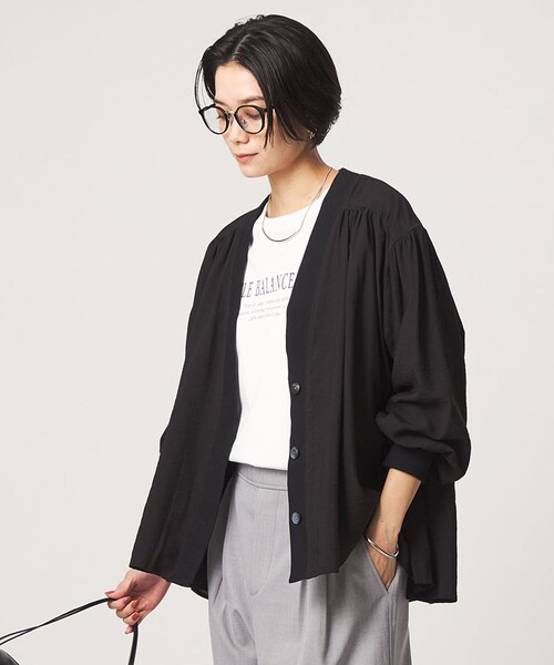 green label relaxing(グリーンレーベルリラクシング)の「R/NY カーディガン ブラウス(シャツ/ブラウス・レディース・ネイビー/ブラック/モカ/ナチュラル・FREE)」の2枚目の写真