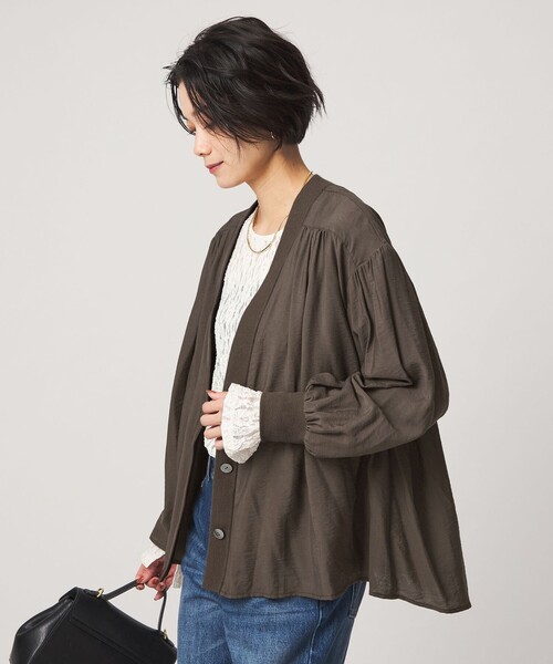 green label relaxing(グリーンレーベルリラクシング)の「R/NY カーディガン ブラウス(シャツ/ブラウス・レディース・ネイビー/ブラック/モカ/ナチュラル・FREE)」の3枚目の写真