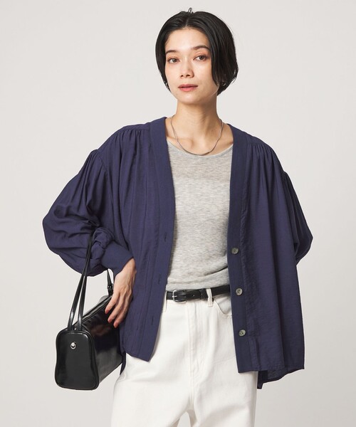 green label relaxing(グリーンレーベルリラクシング)の「R/NY カーディガン ブラウス(シャツ/ブラウス・レディース・ネイビー/ブラック/モカ/ナチュラル・FREE)」の6枚目の写真