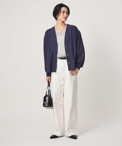 green label relaxing(グリーンレーベルリラクシング)の「R/NY カーディガン ブラウス(シャツ/ブラウス・レディース・ネイビー/ブラック/モカ/ナチュラル・FREE)」の7枚目の写真