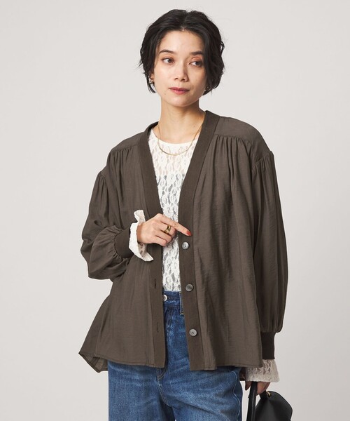 green label relaxing(グリーンレーベルリラクシング)の「R/NY カーディガン ブラウス(シャツ/ブラウス・レディース・ネイビー/ブラック/モカ/ナチュラル・FREE)」の18枚目の写真