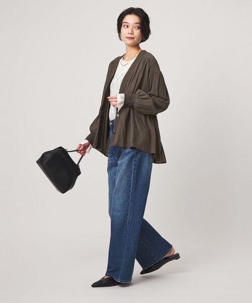 green label relaxing(グリーンレーベルリラクシング)の「R/NY カーディガン ブラウス(シャツ/ブラウス・レディース・ネイビー/ブラック/モカ/ナチュラル・FREE)」の19枚目の写真