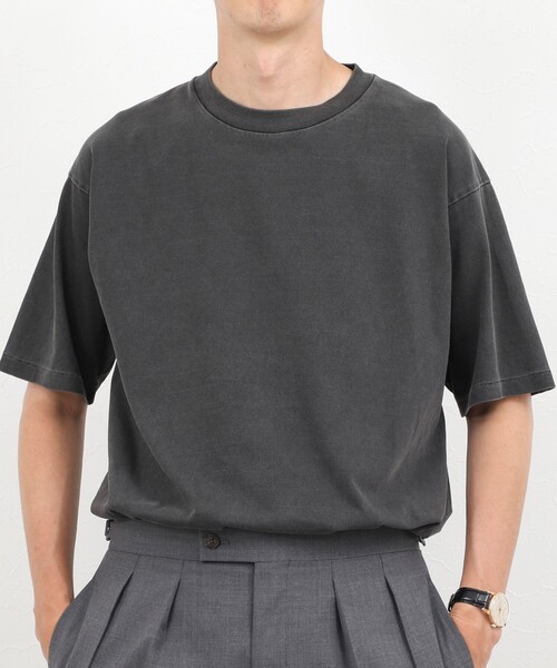 NOLLEY’S(ノーリーズ)の「【BECシリーズ】《接触冷感/UVカット》PIGMENT DYE BIO WASH ピグメント染め オーバーサイズTシャツ(Tシャツ/カットソー・メンズ・ホワイト/ライトブルー/ブラック/レンガ・M/L)」の3枚目の写真