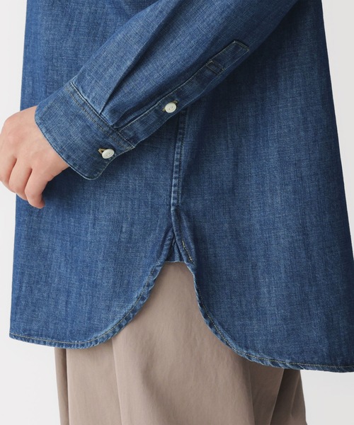 無印良品(ムジルシリョウヒン)の「婦人 洗いざらし デニム スタンドカラー長袖ロングシャツ(シャツ/ブラウス・レディース・ネイビー・S/M/XL/XS/XXL)」の6枚目の写真