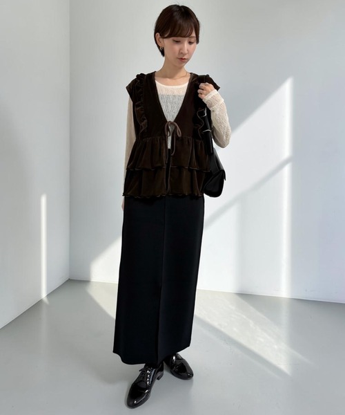 THE SOIS（ソア）の「ベロアティアードフリルベスト（ベスト・レディース・ブラック/ブラウン・FREE）」の18枚目の写真