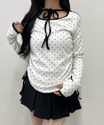 パイピングチョーカードットトップス