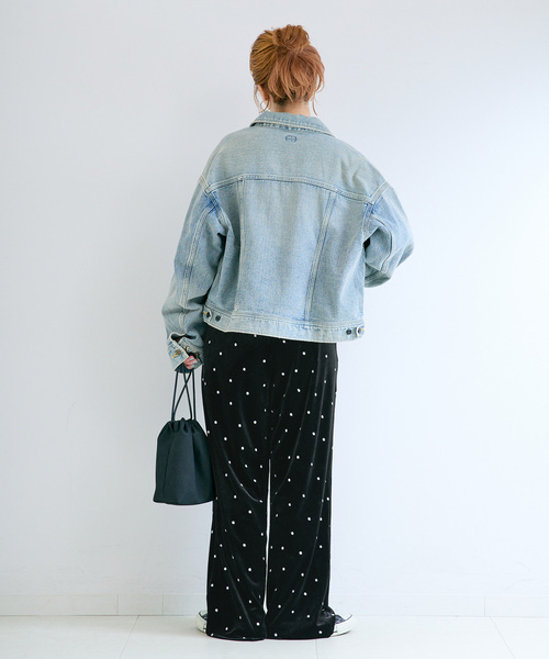 B.C STOCK(ベーセーストック)の「手洗い可 / ベロアドット刺繍パンツ(その他パンツ・レディース・ブラック・FREE)」の6枚目の写真