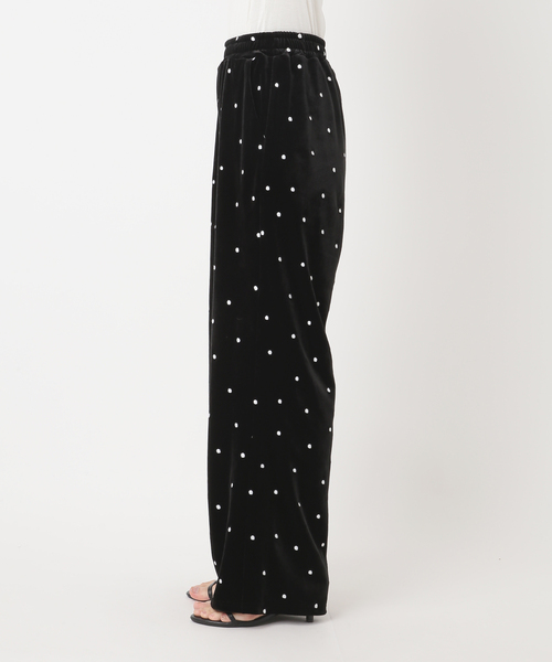 B.C STOCK(ベーセーストック)の「手洗い可 / ベロアドット刺繍パンツ(その他パンツ・レディース・ブラック・FREE)」の11枚目の写真