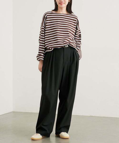 SLOBE IENA（スローブイエナ）の「《WEBのみ4サイズ展開/WEB限定カラー/吸湿発熱/》CIRCULATE WARM タックパンツ（スラックス・レディース・グレー/ブラウン/アイボリー/ブラック・36/34/38/40）」の8枚目の写真