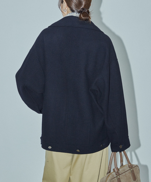 JOURNAL STANDARD(ジャーナルスタンダード)の「【ASIDE】スーパー140メルトンリバージップコート(その他アウター・レディース・ブラウン/ネイビー・FREE)」の15枚目の写真