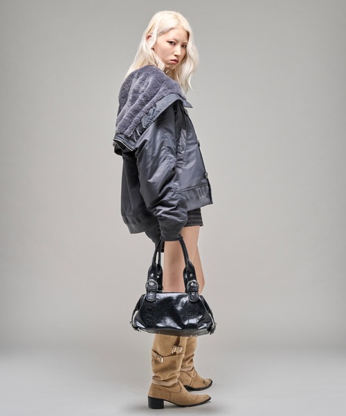 Sourcream(サワークリーム)の「【26AW LOOK掲載品番】【Sourcream】N2B JKT(ミリタリージャケット・レディース・ブラック/チャコールグレー・FREE)」の18枚目の写真
