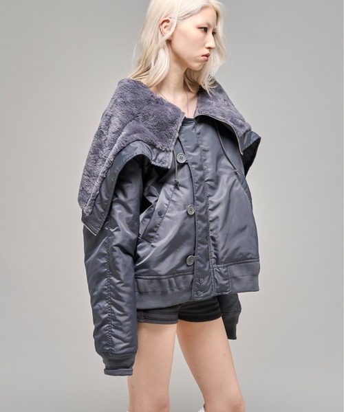 Sourcream(サワークリーム)の「【26AW LOOK掲載品番】【Sourcream】N2B JKT(ミリタリージャケット・レディース・ブラック/チャコールグレー・FREE)」の14枚目の写真