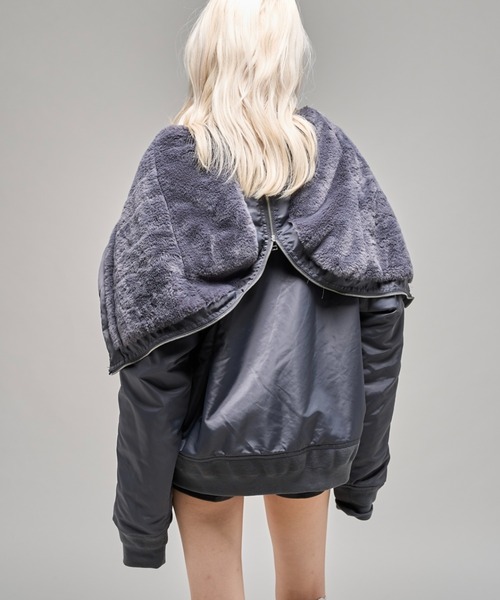 Sourcream(サワークリーム)の「【26AW LOOK掲載品番】【Sourcream】N2B JKT(ミリタリージャケット・レディース・ブラック/チャコールグレー・FREE)」の15枚目の写真