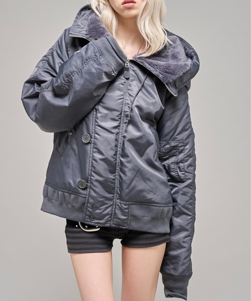 Sourcream(サワークリーム)の「【26AW LOOK掲載品番】【Sourcream】N2B JKT(ミリタリージャケット・レディース・ブラック/チャコールグレー・FREE)」の16枚目の写真