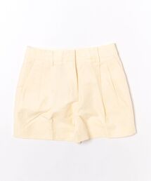 リネン コットン プリーツ ショートパンツ