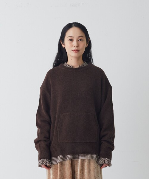 conges payes ADIEU TRISTESSE(コンジェ ペイエ アデュートリステス)の「テンセルウールニットプルオーバー(ニット/セーター・レディース・パープル/ブラウン/グレー・FREE)」の13枚目の写真