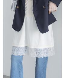 レースヘム2WAYレイヤードサテンスカート