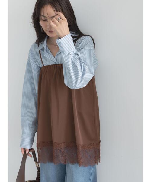 Te chichi(テチチ)の「レースヘム2WAYレイヤードサテンスカート(スカート・レディース・ブラック/ブラウン/オフホワイト・F)」の13枚目の写真