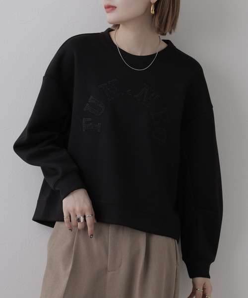 BRODIAEA(ブローディア)の「BRODIAEA ダンボールニットロゴ刺繍プルオーバー 長袖(Tシャツ/カットソー・レディース・オフホワイト・40)」の11枚目の写真