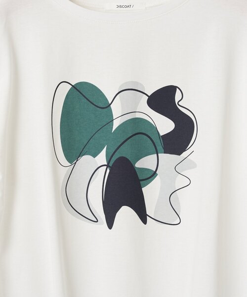 DISCOAT(ディスコート)の「【WEB限定】ニュアンスプリントTシャツ(Tシャツ/カットソー・レディース・オフホワイト/グレー/チャコールグレー・FREE)」の5枚目の写真