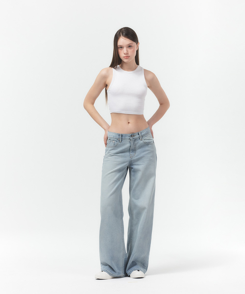 FORTYFOUR（フォーティフォー）の「[W] エバー ワイドデニム（デニムパンツ・レディース・ライトブルー/ダークブルー・SMALL/MEDIUM/LARGE）」の4枚目の写真
