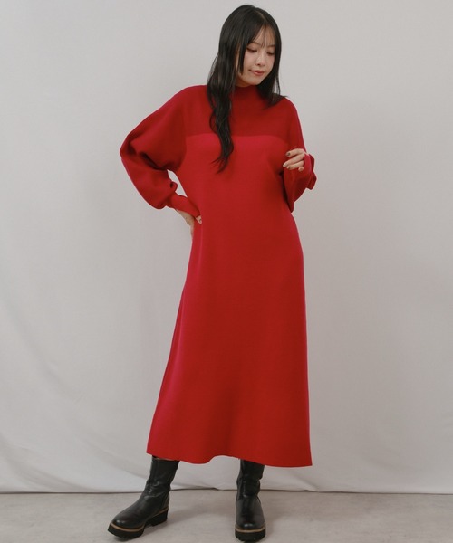 palm RICHE(ポームリシュ)の「配色ミラノリブOP(ワンピース・レディース・ブラック/オフホワイト/レッド・M)」の3枚目の写真