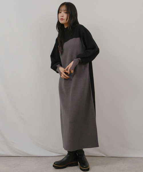 palm RICHE(ポームリシュ)の「配色ミラノリブOP(ワンピース・レディース・ブラック/オフホワイト/レッド・M)」の9枚目の写真