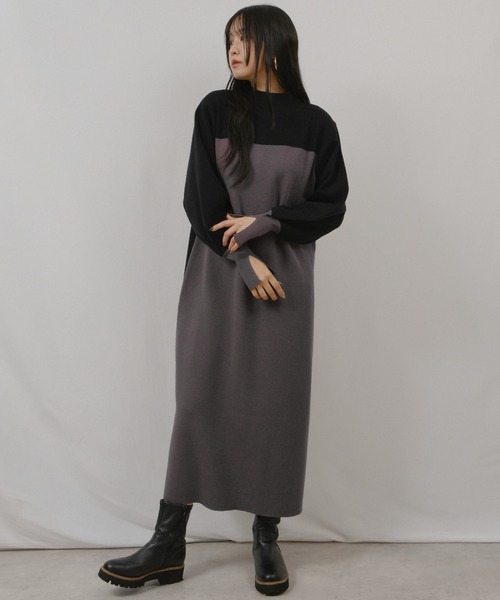 palm RICHE(ポームリシュ)の「配色ミラノリブOP(ワンピース・レディース・ブラック/オフホワイト/レッド・M)」の10枚目の写真