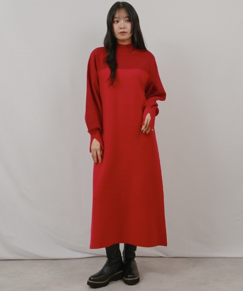 palm RICHE(ポームリシュ)の「配色ミラノリブOP(ワンピース・レディース・ブラック/オフホワイト/レッド・M)」の11枚目の写真
