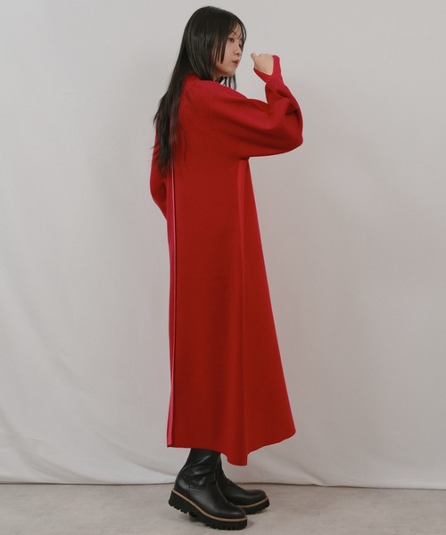 palm RICHE(ポームリシュ)の「配色ミラノリブOP(ワンピース・レディース・ブラック/オフホワイト/レッド・M)」の14枚目の写真