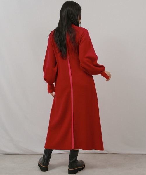 palm RICHE(ポームリシュ)の「配色ミラノリブOP(ワンピース・レディース・ブラック/オフホワイト/レッド・M)」の4枚目の写真
