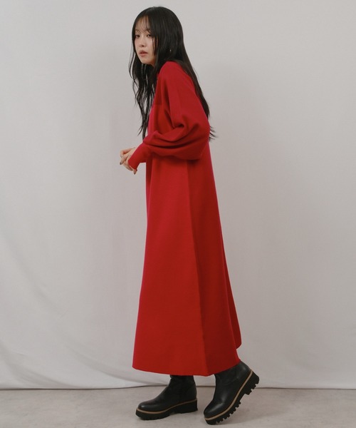 palm RICHE(ポームリシュ)の「配色ミラノリブOP(ワンピース・レディース・ブラック/オフホワイト/レッド・M)」の7枚目の写真